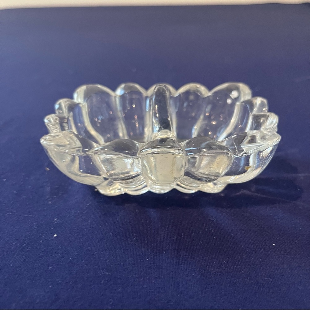 Vintage Or Antique Clear Glass Double Open Salt Cellar